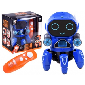 ربات کنترلی شش پا موزیکال و رقصنده آبی Dancing ROBOT on remote control RC music light blue -اسباب بازی